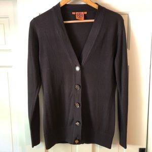 Tory Burch Brown Merino Wool Cardigan